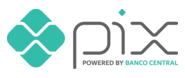 logomarca do sistema de pagamentos instantâneos brasileiro denominado 'PIX'. 
                    À esquerda da imagem uma figura estilizada de um losango contendo um símbolo da letra 'X' na cor branca. 
                    À direita desta figura há a palavra, estilizada, 'PIX' na cor cinza escuro, e logo abaixo, em letras pequenas, 
                    na cor cinza escuro, a frase 'Powered by Banco Central' As figuras citadas estão sobre um fundo banco.
